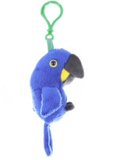 Plyšový papoušek ARA hyacintový přívěšek / klíčenka