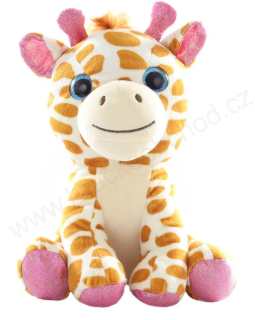 Plyšová žirafa s růžovýma ušima 20 cm