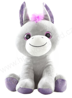 Plyšový osel / oslík s fialovýma ušima 20 cm