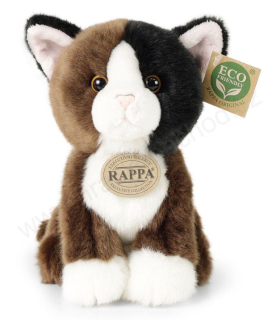 Plyšová kočka sedící černohnědobílá 18 cm ECO-FRIENDLY