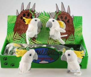 Plyšový papoušek KAKADU přívěšek / klíčenka