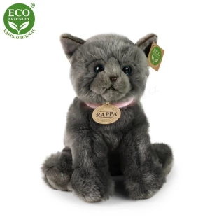 Plyšová kočka šedá sedící 25 cm ECO-FRIENDLY