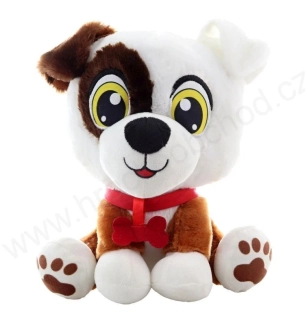 Plyšový pes veselý, bílý 25 cm