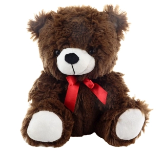 Plyšový Medvěd tmavě hnědý 25 cm, s mašlí