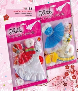 Šaty / oblečky na panenku, blistr velký- různé druhy