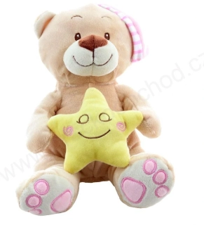 Plyšový medvídek s hvězdičkou růžový 23 cm