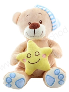 Plyšový medvídek s hvězdičkou modrý 23 cm