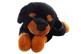 Plyšový pes tmavý ležící rotvajler 40 cm