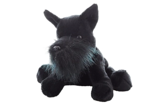 Plyšový pes knírač černý sedící 14 cm