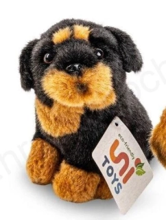 Plyšový pes rotvajler sedící štěňátko 14 cm 