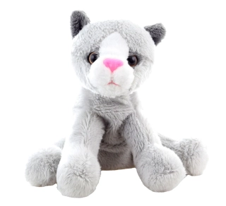 Plyšová kočka šedá sedící 12 cm