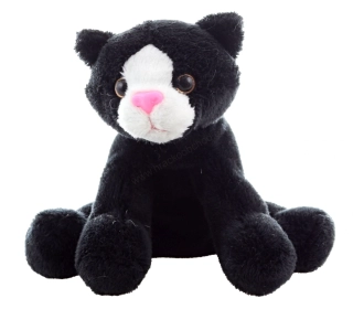 Plyšová kočka černá sedící 12 cm
