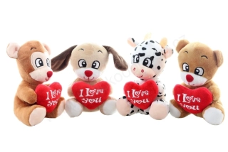 Plyšové zvířátko se srdcem, 14 cm