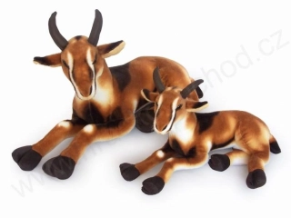 Plyšová KOZA ležící hnědá 66 cm