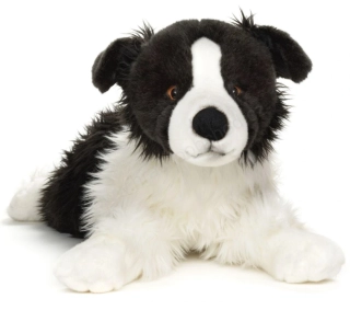 Plyšový pes border kolie, ležící 72 cm 