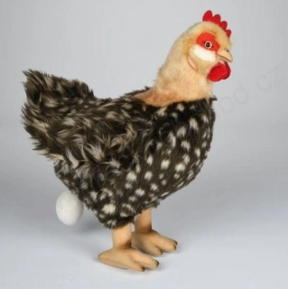 Plyšová SLEPICE kropenatá 35 cm, která snáší vejce!