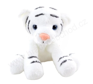 Plyšový tygr bílý sedící  15 cm