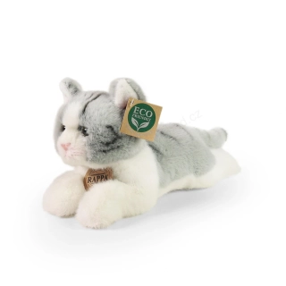 Plyšová kočka ležící šedobílá 20 cm ECO-FRIENDLY