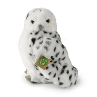 Plyšová sova sněžná 28 cm, s otáčecí hlavou ECO-FRIENDLY
