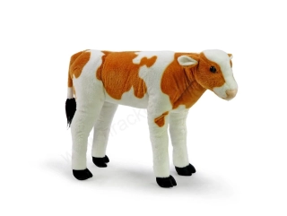 Plyšové tele (kráva) stojící bílohnědé 63 cm