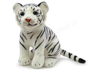Plyšový tygr bílý sedící 34 cm, extra jemný 