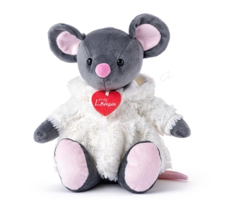 LUMPIN Plyšová Myška Azumi šedá v bílém kožíšku 28 cm