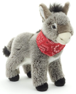 Plyšový osel stojící, se šátkem- oslík - 30 cm