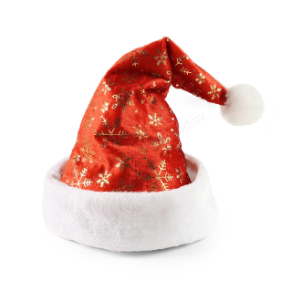 Vánoční čepice zlatými vločkami, 40 cm