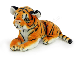 Plyšový TYGR HNĚDÝ ležící mládě 22 cm
