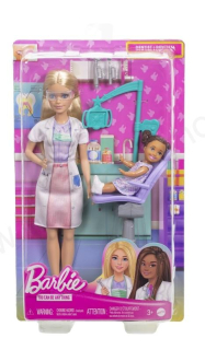 Barbie Povolání herní set s panenkou - doktorka zubařka blondýnka JCR74