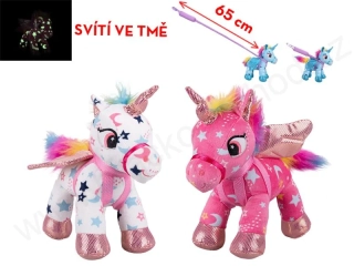 Plyšový jednorožec na vodítku, svítící ve tmě, 18 cm (3 druhy)