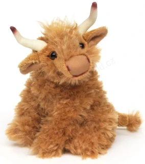 Plyšová KRÁVA skotská - náhorní skot, sedící, 13 cm