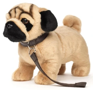Plyšový pes mops 26 cm s vodítkem - ECO-FRIENDLY