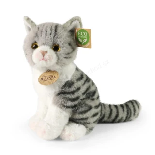 Plyšová kočka šedá sedící 24 cm ECO-FRIENDLY SOFT