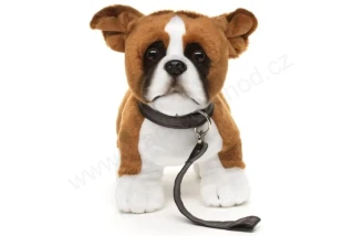 Plyšový pes boxer s vodítkem 27 cm ECO-FRIENDLY