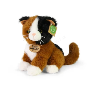 Plyšová kočka tříbarevná sedící 20 cm ECO-FRIENDLY PLUSH WORLD