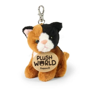 Plyšová klíčenka / přívěšek kočka tříbarvená sedící 9 cm ECO-FRIENDLY PLUSH WORLD
