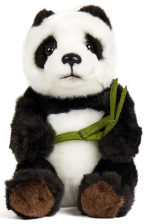 Plyšová PANDA 18 cm, s listem